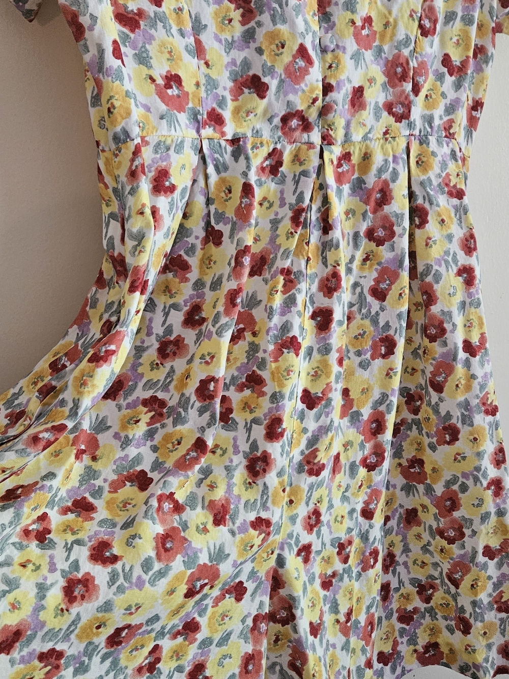 The Limited Floral Rayon Dress/Romper - Summer Yellow, Red & Lavender Blooms. - Picture 3 of 6